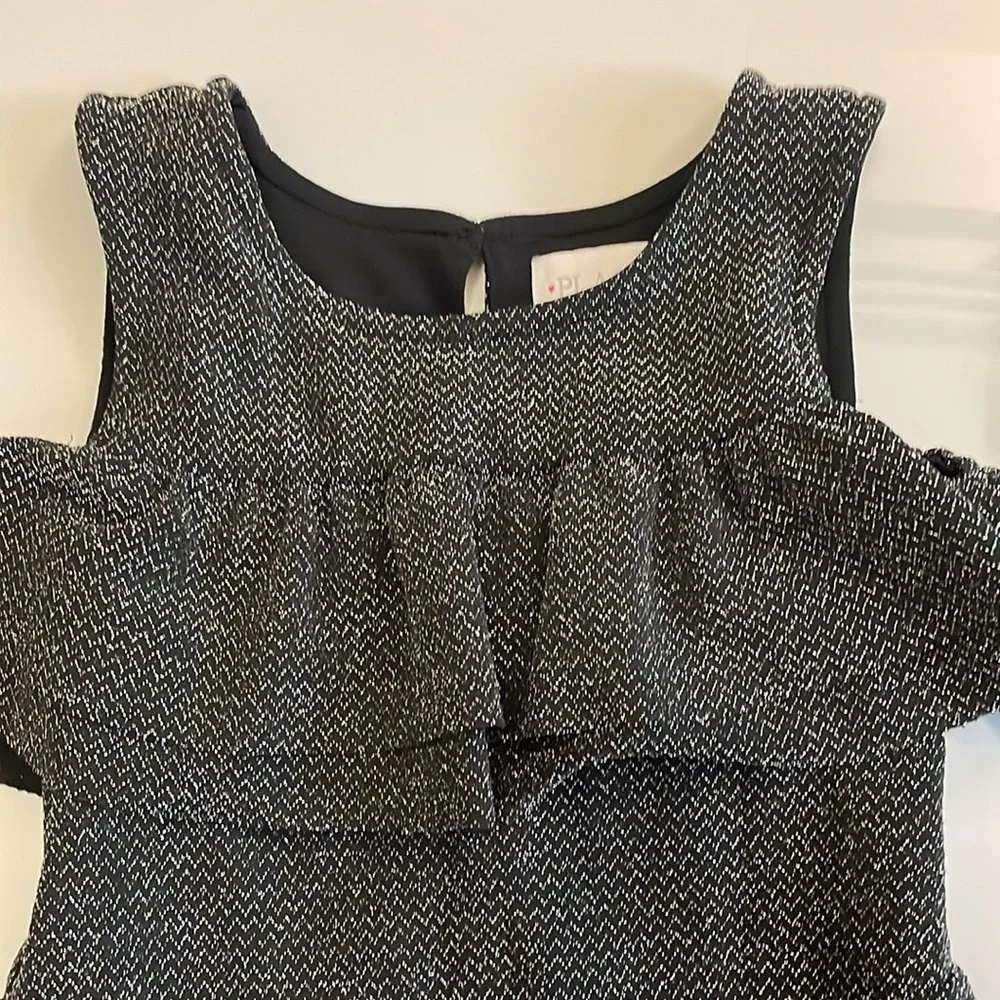The Children’s Place Black Metallic Sleeveless Dress with Ruffle size S (5/6)